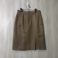 Vintage Max Mara Wool Silk Jacquard Midi Skirt - Tan, Geometric, US 4, Italy
