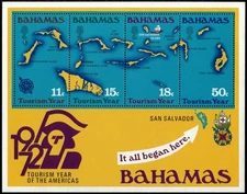 Bahamas 1972 - Tourism Year - Souvenir Stamp Sheet - Scott #343 - MNH