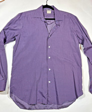 Culturata Italy 16.5 42 Tailored Fit Purple Blue Check Cotton Dress Shirt