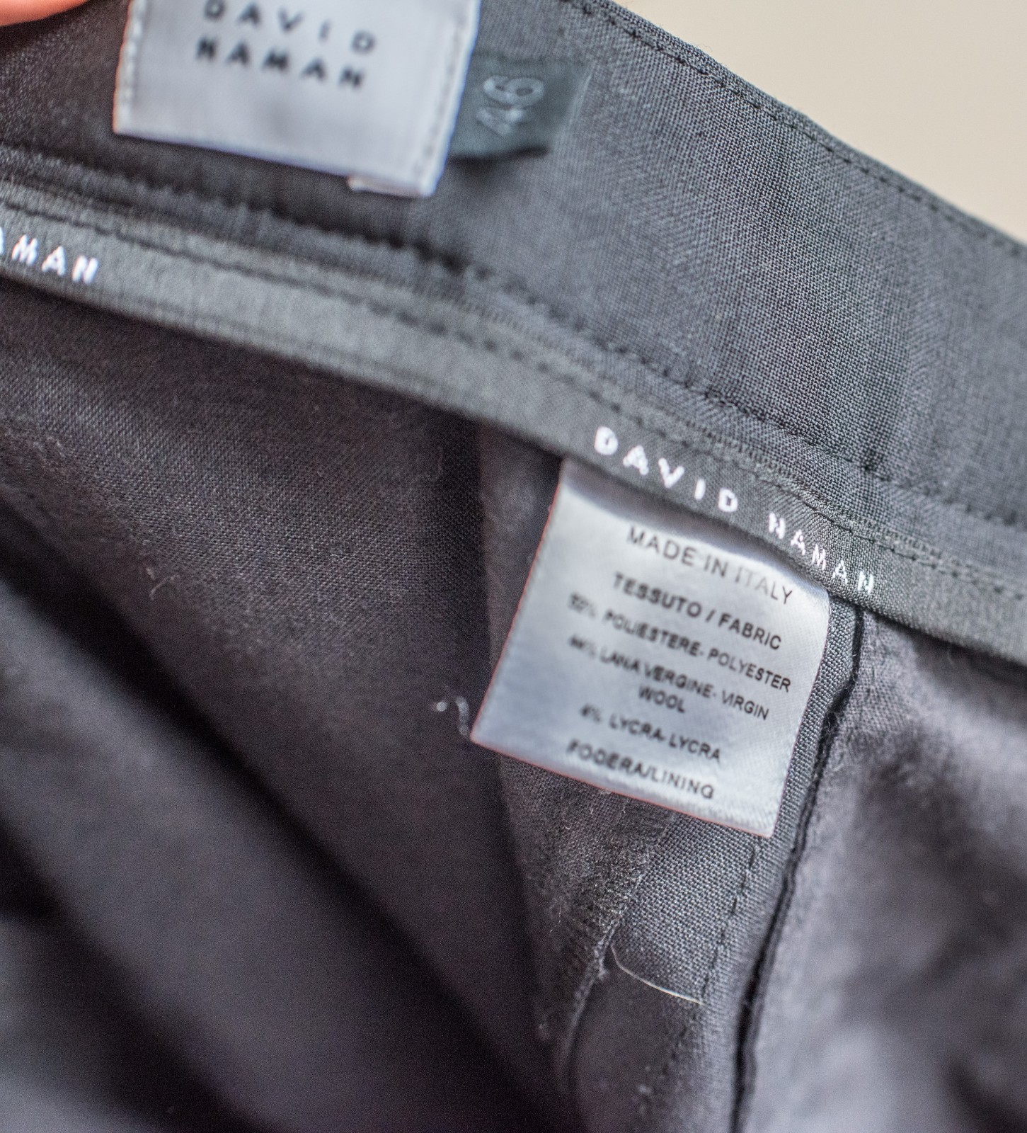 David Naman men black solid wool/polyester skinny… - image 7