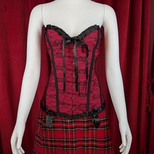 Red & Black Lace Overbust Corset