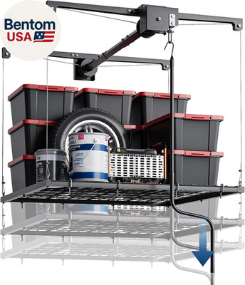Adjustable 4X4 Ft Overhead Garage Storage Rack Lift System, 250Lb Capacity Heavy