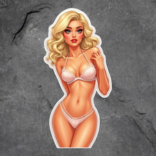 Pinup Girl Sticker Vinyl Decal Blonde Swimsuit Bikini Girl Garage Wall Sign