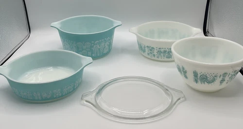 Set of 4 Vintage Pyrex Butterprint Amish Cinderella Nesting Bowls