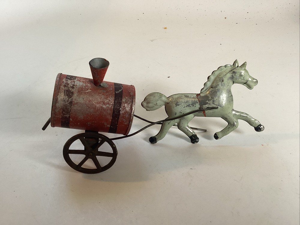 Antique 1800s Bergmann tin horse water wagon toy