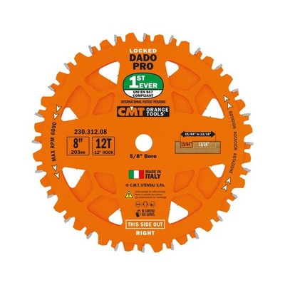 CMT ORANGE TOOLS 230.312.08 DADO Set Saw Blade HW D=8  B=5/8  Z12 FT