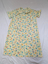Vintage JcPenny Snap Front Robe Nightgown Housedress Yellow Floral Granny