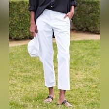 Frank  Eileen Wicklow Italian Chino Pant White Straight Leg Women's Size 8