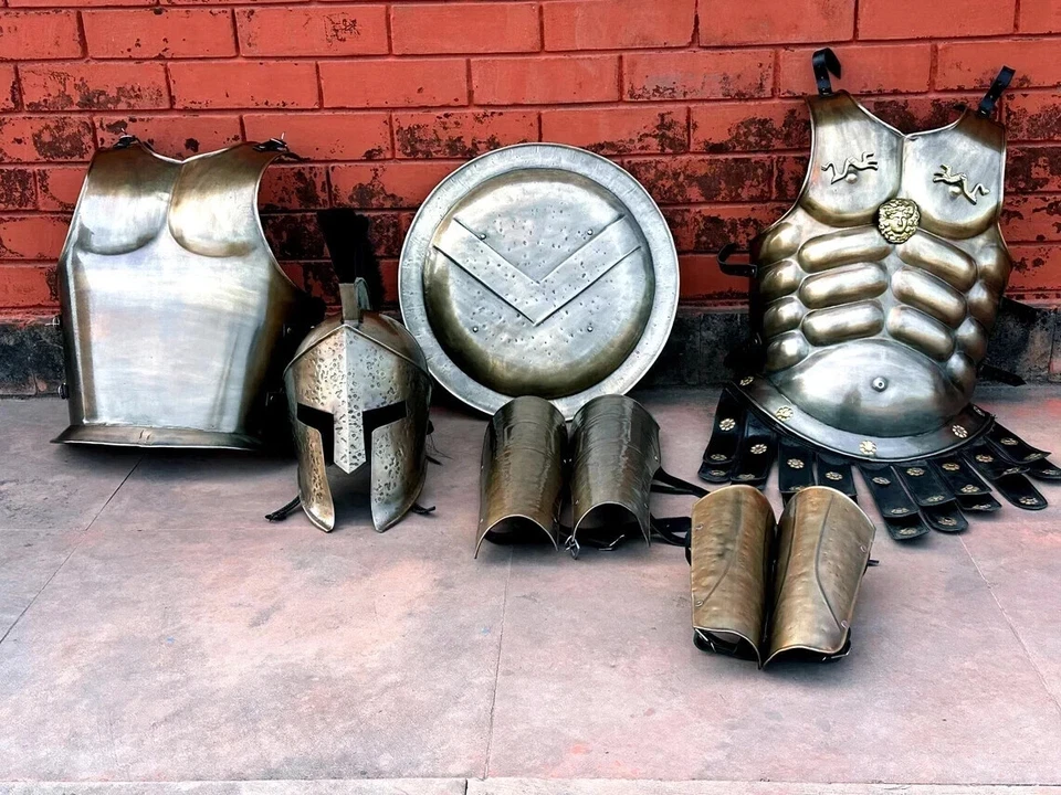 300 Traje Spartan King Leonidas Chaqueta Muscular Halloween Escudo Casco Piernas Muñeca Foto 3 de 4