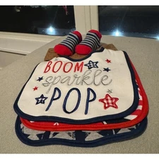 Baby Essentials Patriotic Bib & Sock Set – NWT | 0-6 Months