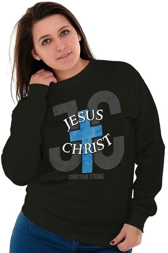 Jesus Christ Christian Religious Cross Gift Womens or Mens Crewneck Sweatshirt - Picture 4 of 8