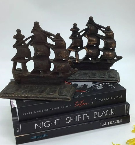 Antique Nautical Book Ends Spanish Galleon Sailing Ships Early 20thc - Picture 2 of 9
