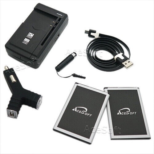 Long Life 2x 3220mAh Battery Charger Cable Stylus for LG Tribute Empire LMX220PM