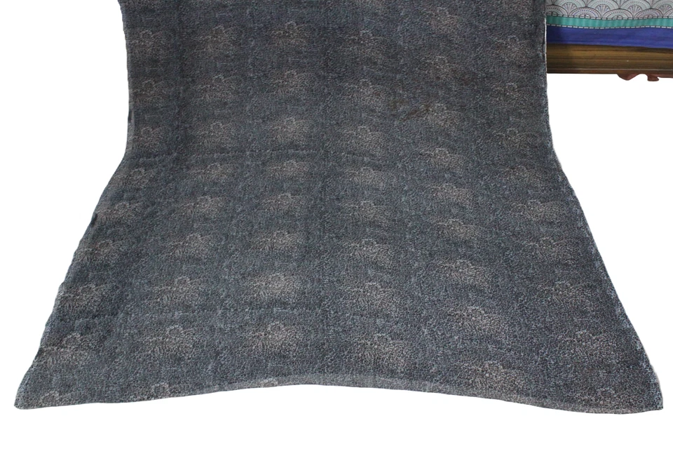 Vestido azul indio para mujer vestido envolvente Georgette usado tela reciclada estampado sari Foto 3 de 4