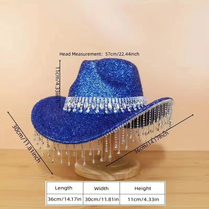 Sombreros de vaquero occidentales rojos azules de moda para hombre y mujer sombrero de montar estilo rancho Foto 2 de 3