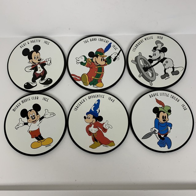 Disney Mickey Mouse Drink Coasters Thru the Years Round Lot of 6 eBay