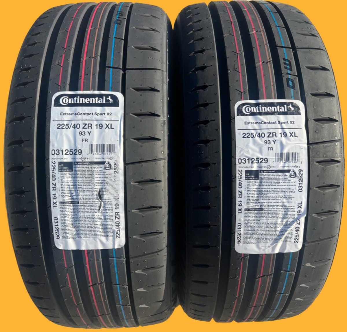 TWO NEW Continental ExtremeContact Sport 02 225/40ZR19 Tires Like