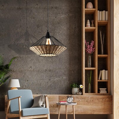 LQWELL  60W E27 Retro Hängelampe Pendellampe Schwarz,  Modern Höhenverstellbare
