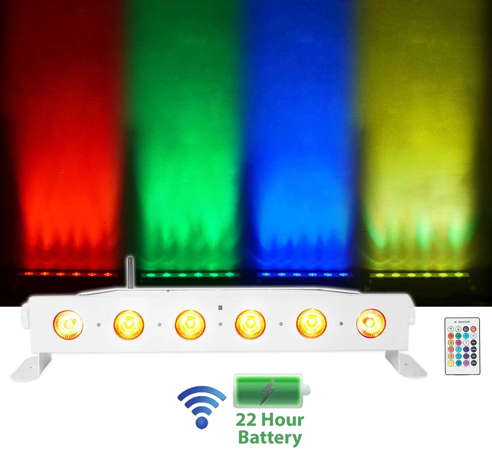 (6) Rockville BEST STRIP 60 White Rechargeable Wash Light Bars w/Wireless DMX - Image 2 of 4