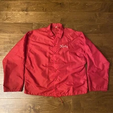 Vtg 50s Russell Southern Co. Standard Dairy Chain Stitching Red Nylon Jacket M