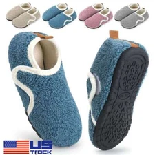 Men Women Plush Fleece Full Slippers Memory Foam Fuzzy Non-Slip House Shoes Warm