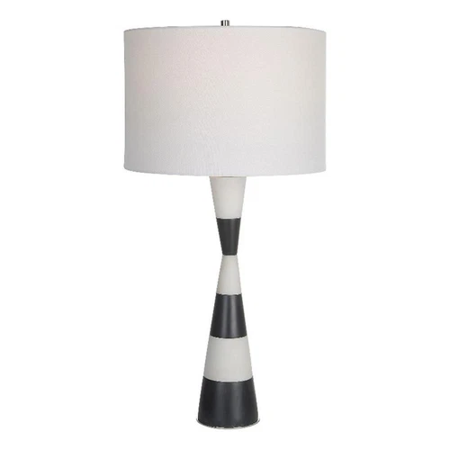 Uttermost Bandeau Contemporary Rice Stone and Resin Table Lamp in Black/White - Picture 1 of 7