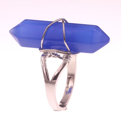 Natural Gemstones Hexagonal Pointed Reiki Chakra Beads Adjustable Ring Healing - Picture 50 of 63