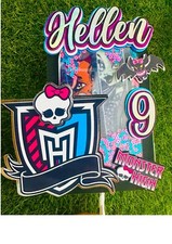 Image of Cake Topper Monster High 3D Shaker Glitter Holographic - with name and age