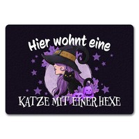 Hexerei FußMatte In 35X50 Cm Ohne Rand Mit Spruch - Hier Wohnt Eine Katze Und