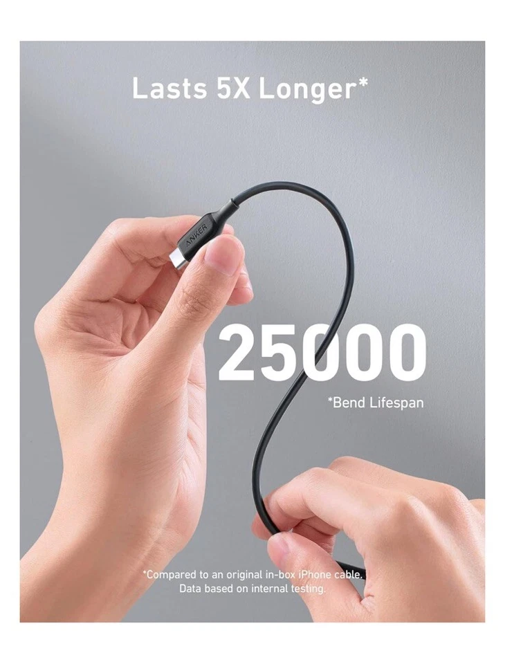 Anker PowerLine III USB-C to USB-C Charger Cable 2.0 100W 6ft/1.8m Cable Black - Image 4 of 4