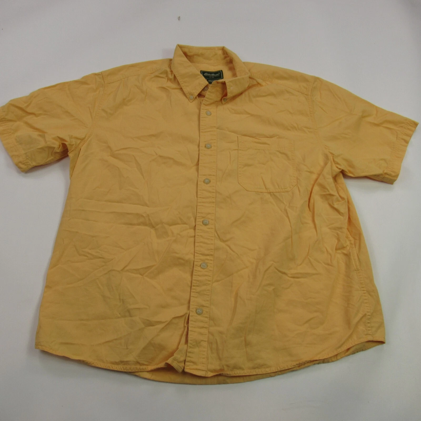 Eddie Bauer Shirt Mens XL Short Sleeve Yellow Outdoors Lightweight Pocket