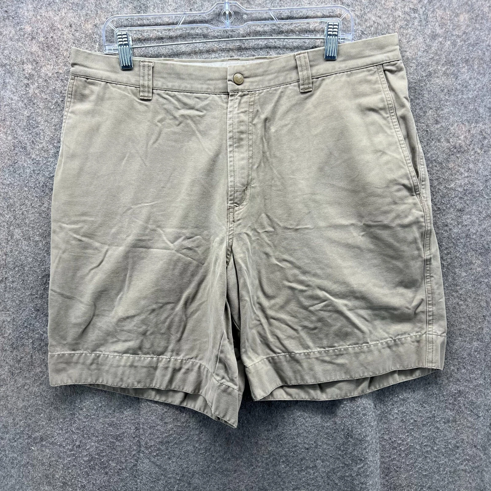 Vintage Columbia Shorts Mens 36 Khaki Chino Flat Front Canvas Cotton Sportswear
