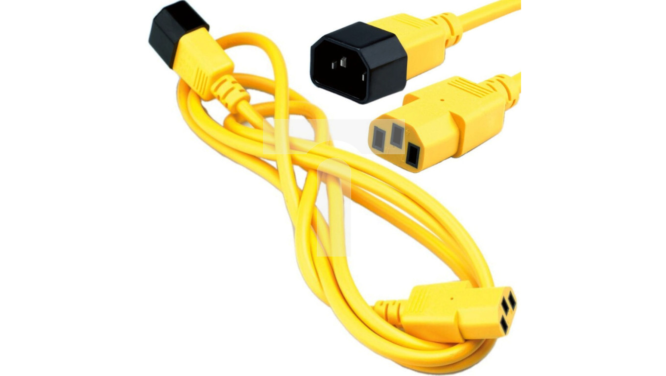 Power extension cable 230V IEC320 C14/ C13 1.8m yellow /T2UK