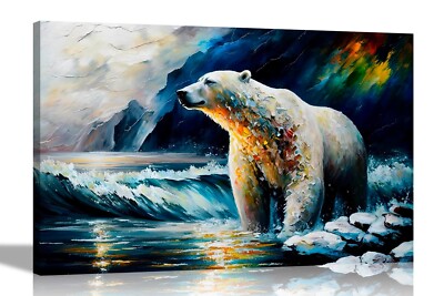 Eisbär Uhr Leinwandbilder Bilder Abstrakt Bunt Wandbilder Wohnzimmer