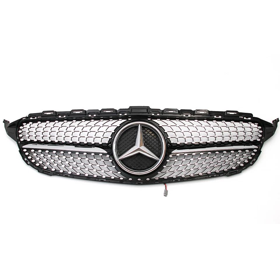 Front Bumper Grille Grill W/LED Star For Mercedes Benz W205 C300 C250 2015-2018 - Image 4 of 4