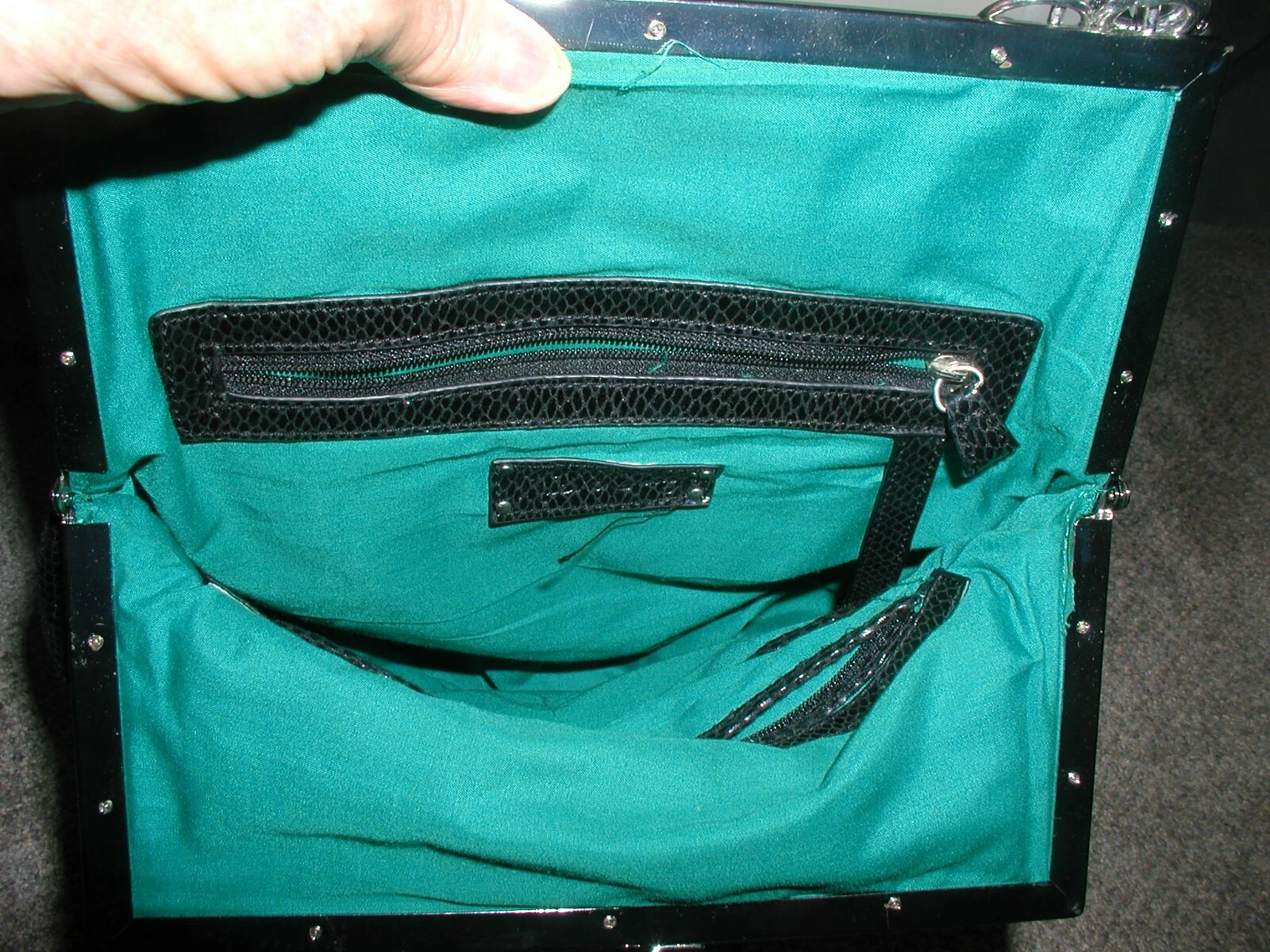 WANDLER BORSA A MANO KATE LANDRY NERA tessuto pelle KISSLOCK CONVERTIBILE manico catena plastica