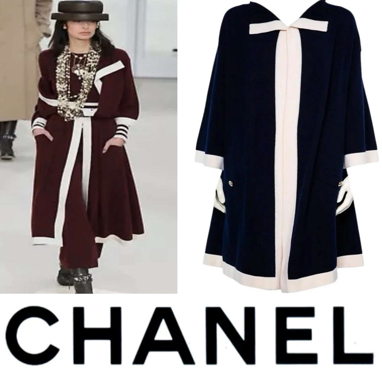 Chanel 2016 blu giacca lunga cardigan maglione 38 40 42 44 6 8 10 12 cappotto mantello M