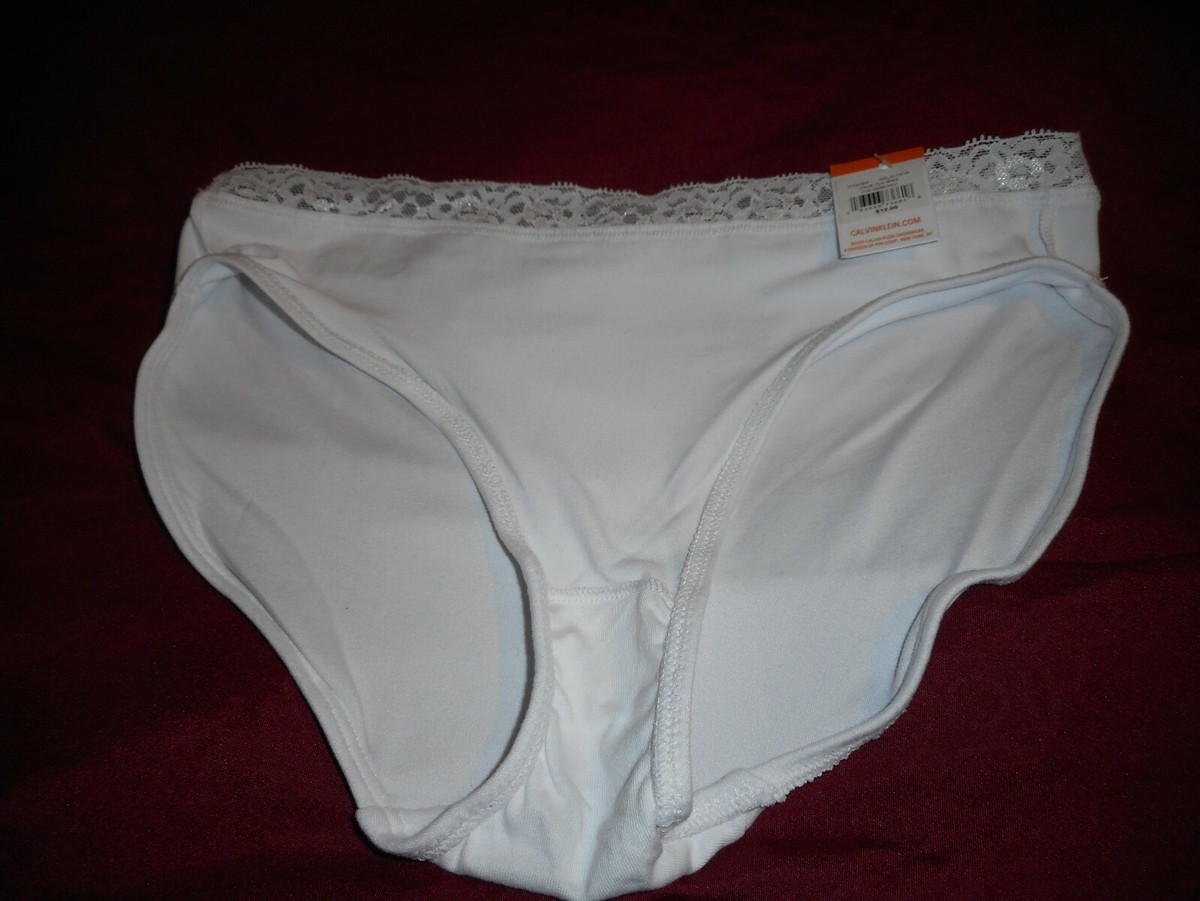 N/W/T Calvin Klein Girls White Classic Bikini Panty Large