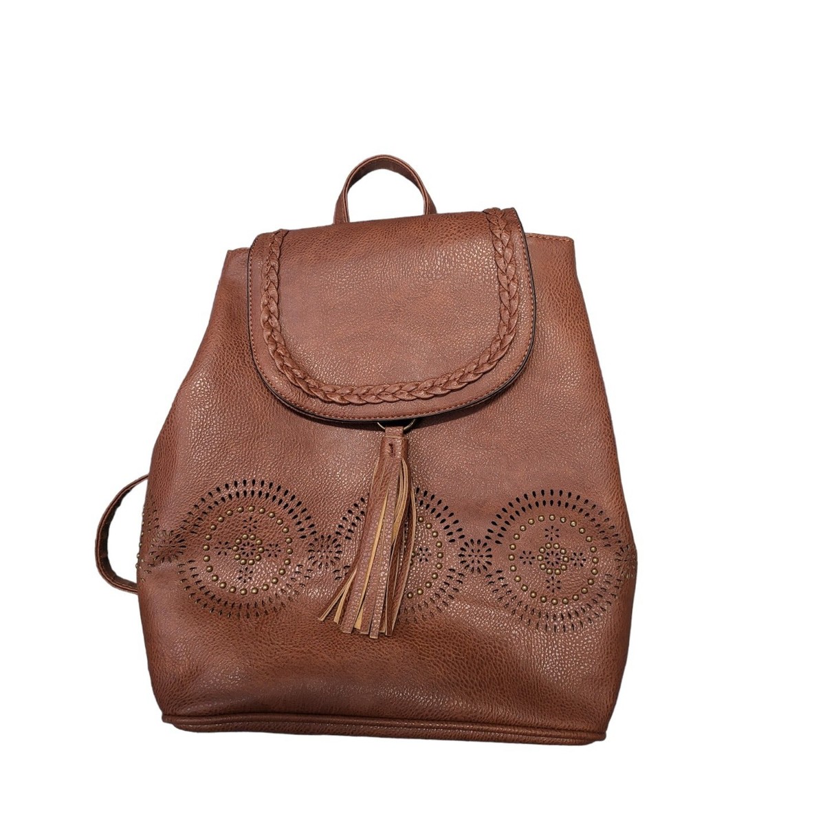Brown Studded Faux Leather Backpack Badgley Mischka Vegan Leather Backpack w/ Tags - Brown  main image 3