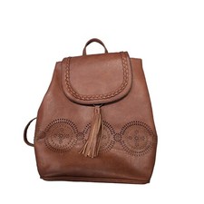 NWOT Women Faux Brown Leather CUT OUT/STUDDED Design Fashion Backpack M Medium