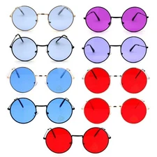 SA106 Retro Vintage Flat Color Circle Round Lens Sunglasses