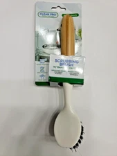 Clean Pro Scrubbing Brush Bamboo Handle, 9 in long