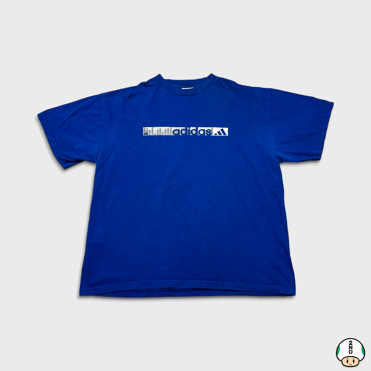 Vintage 90s Adidas T Shirt Mens XL Blue Box Logo Stripe Short