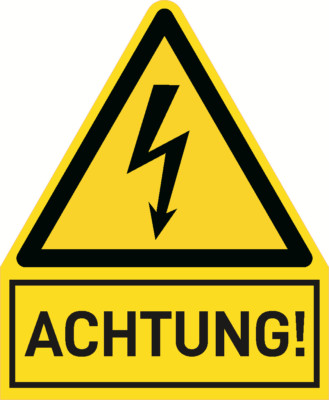 Kombi Aufkleber Warnung vor elektrische Spannung W012 ISO 7010, Hinweis, Text