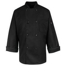 Red Kap Eight Pearl Button Black Chef Coat