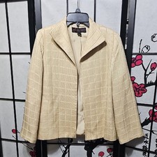 Nina McLemore Cream Quilted Blazer Cardigan Size 6