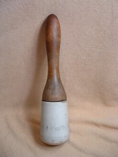Antique 11" Porcelain Pharmacy Apothecary Wedgwood Laboratory Pestle Wood Handle