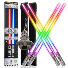 Lightsaber Chopsticks Light Up STAR WAR Reusable 9 Colors 2 PAIRS D Vader Met...
