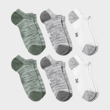 Kids All In Motion 6-Pack No Show Socks Size L 3-7  Green Gray White Comfort