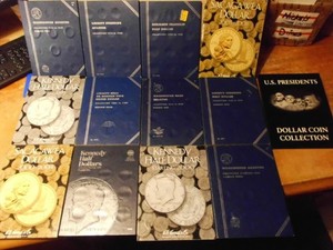 13 COIN FOLDERS for ASSORTED TYPES OF US COINS - USED - READ DESCRIPTION